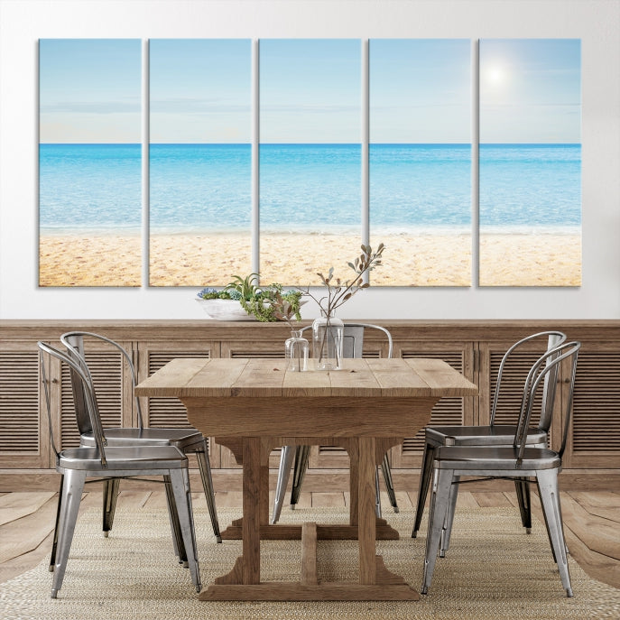 Blue Beach and Sea Wall Art Canvas Print