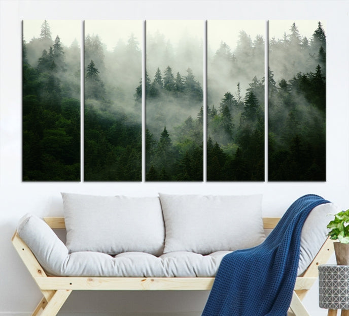 Lienzo decorativo para pared grande con bosque verde