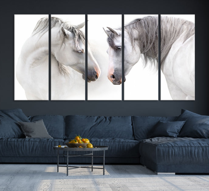 Impression sur toile d'animal d'art mural de cheval blanc
