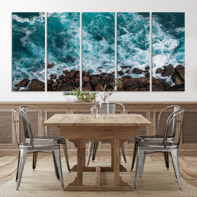 Aerial Ocean Waves Wall Art Canvas Print