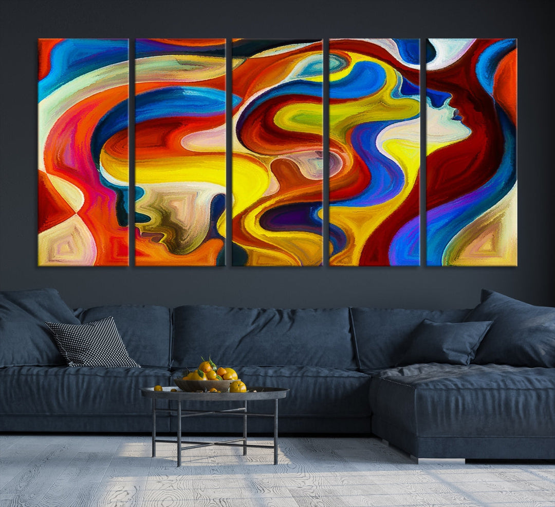 Colorful Abstract Human Figure Wall Art Canvas Print