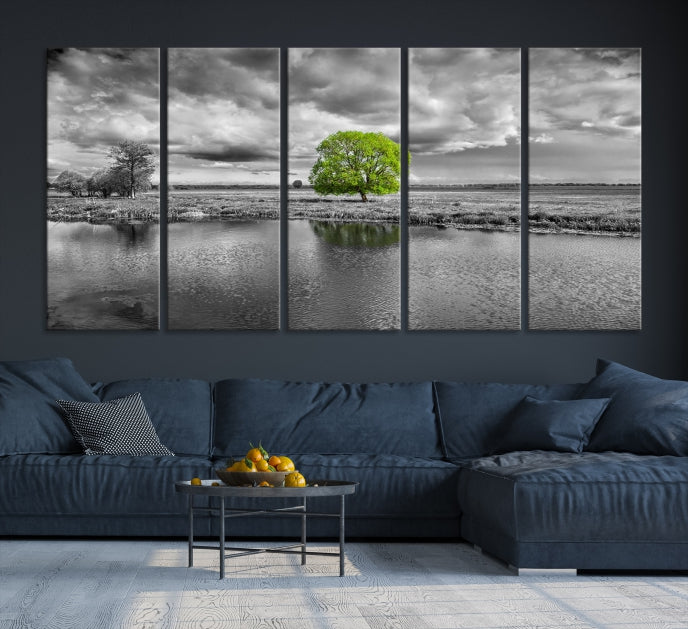 Black and White Tree Landscape Painting Wall Art Tree Canvas Print