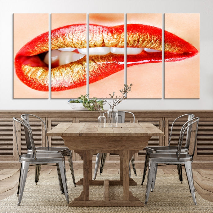 Red Lip Bite Canvas Print