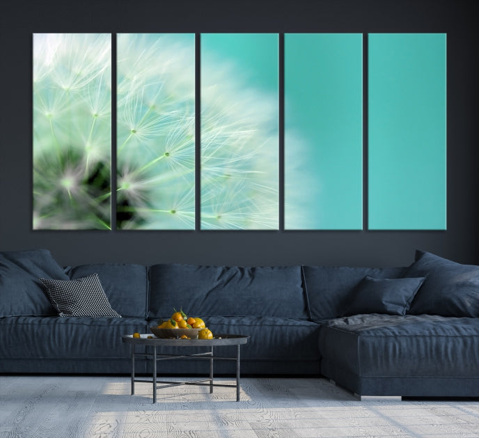 DANDELION Flower Wall Art Canvas Print, Canvas Dandelion Floral Wall Art,