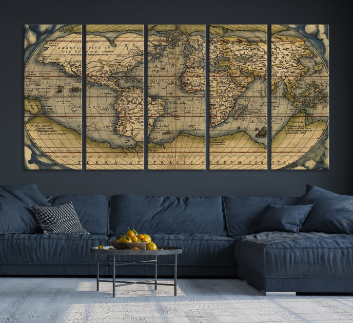 Lienzo decorativo para pared con mapa del viejo mundo, clásico, extra grande