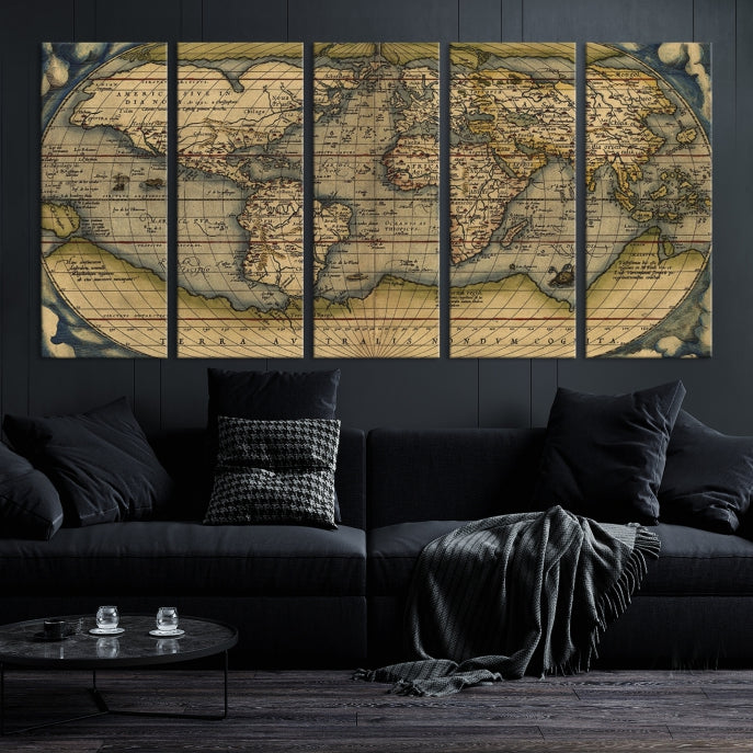 Lienzo decorativo para pared con mapa del viejo mundo, clásico, extra grande