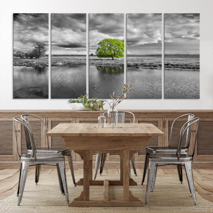 Black and White Tree Landscape Painting Wall Art Tree Canvas Print