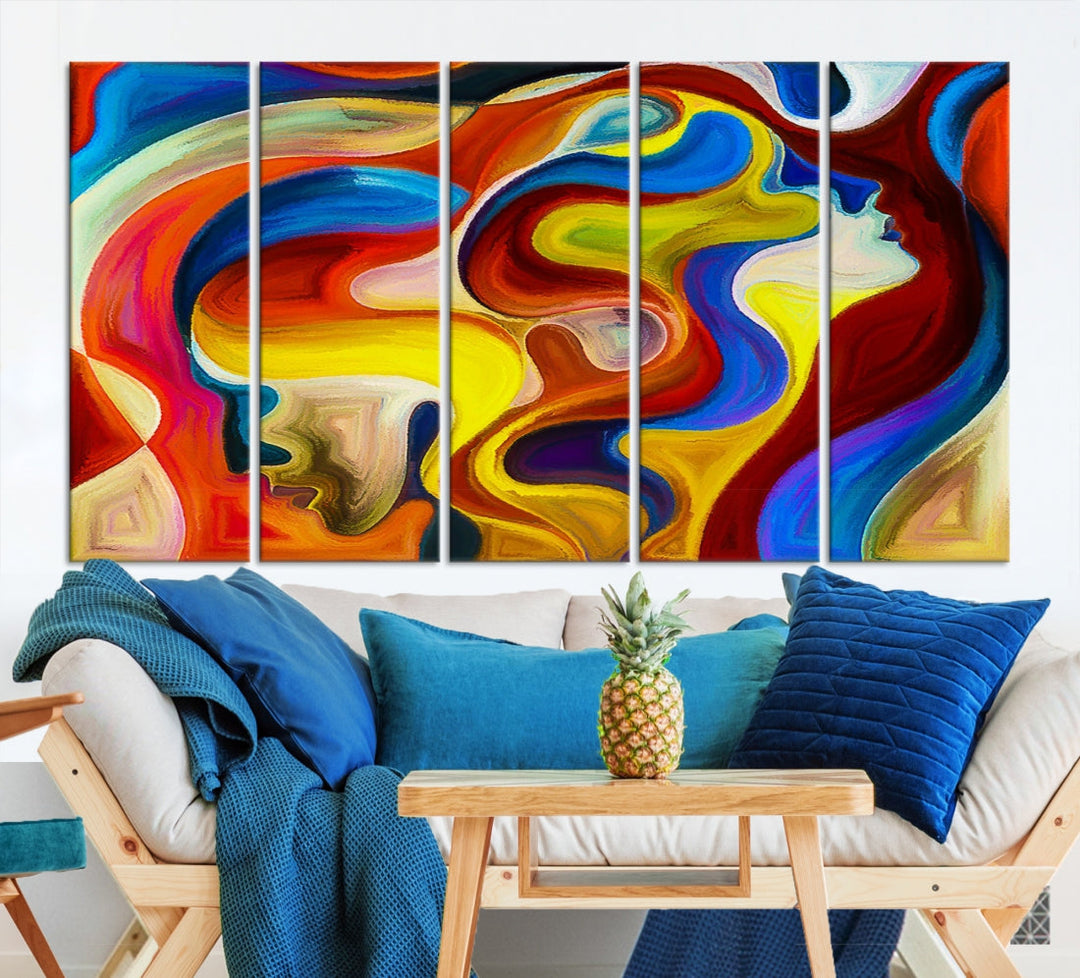 Colorful Abstract Human Figure Wall Art Canvas Print