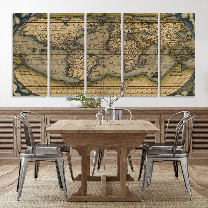 Lienzo decorativo para pared con mapa del viejo mundo, clásico, extra grande