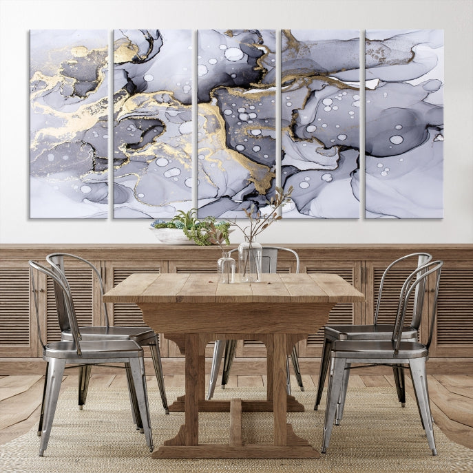 Gray Marble Fluid Effect Wall Art Abstract Canvas Wall Art Print