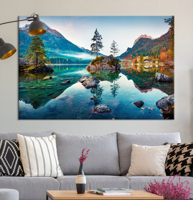 Arte de pared relajante Lago y montaña Arte de pared grande Impresión en lienzo