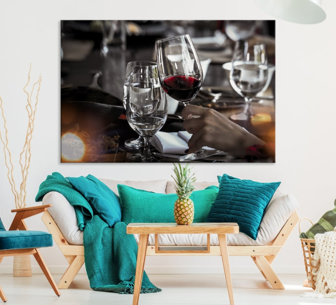 Vin rouge et verre Impression sur toile