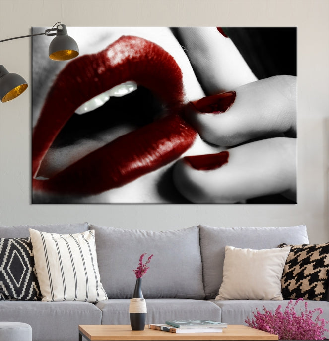 Red Lips and Women Canvas Print