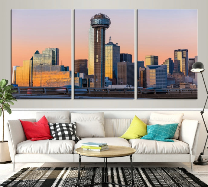 Impresión de lienzo de la ciudad de Dallas, Skyline de Dallas, Arte de la pared de Dallas, Dallas Texas, Impresión de lienzo, Lienzo de Dallas, Arte de Dallas, Impresión de lienzo de Dallas,