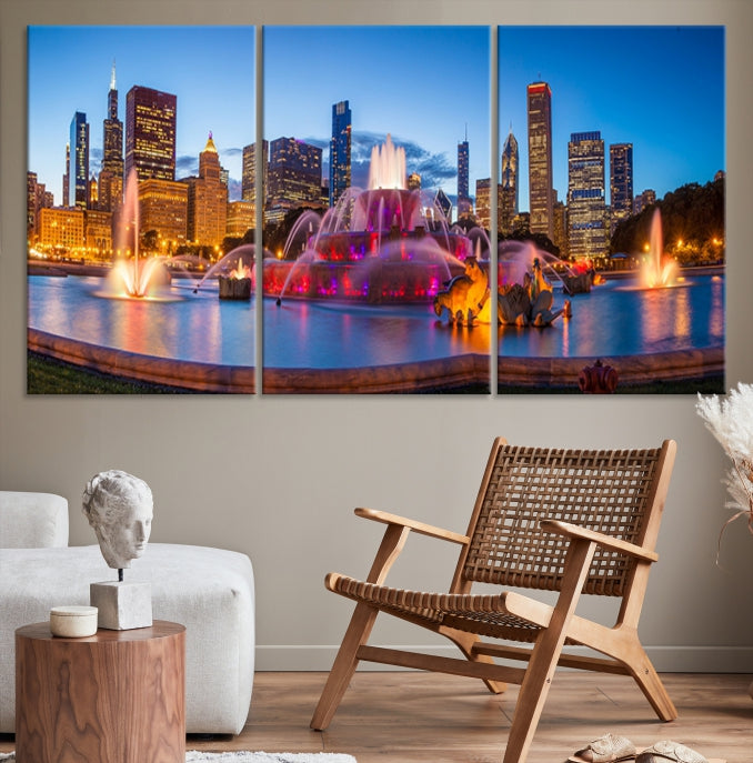 Chicago Wall Art Canvas Print Chicago City Night Canvas Print