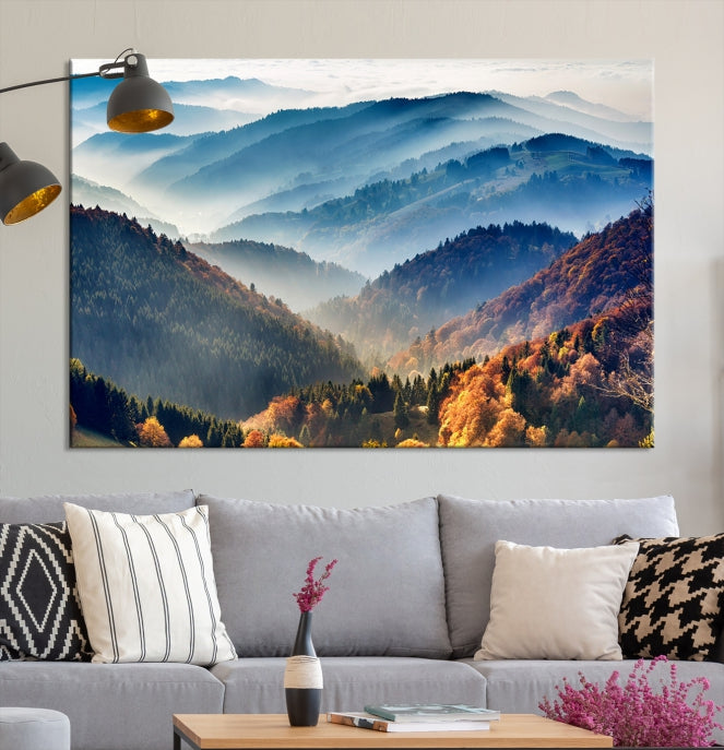 Montagnes Forêt Automne Wall Art Impression sur toile