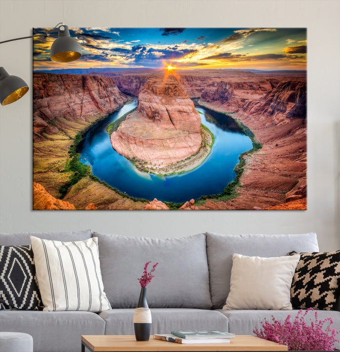 Coucher de soleil sur le Horseshoe Bend Grand Canyon Nal Park Wall Art Impression sur toile