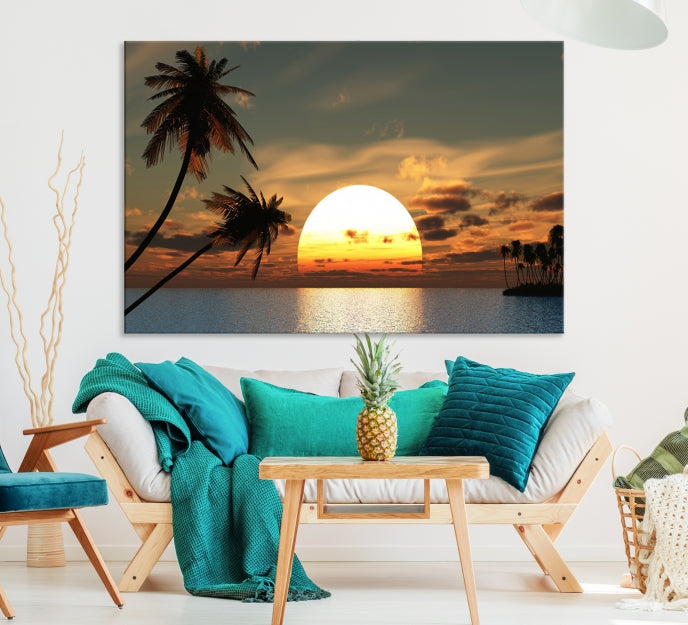 Sunset and Palms Wall Art Canvas Print