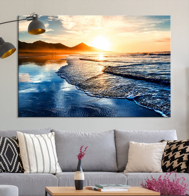 Beach Ocean Sunset on the Sea Wall Art Canvas Print