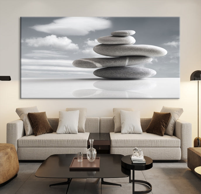 Still Life Black and White Zen Stones Wall Art Canvas Print