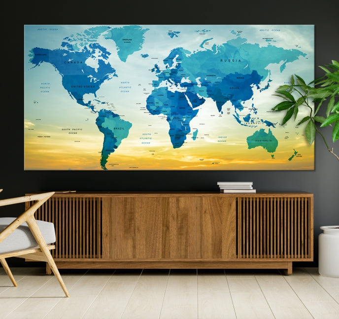 Wall Art World Map Canvas Print