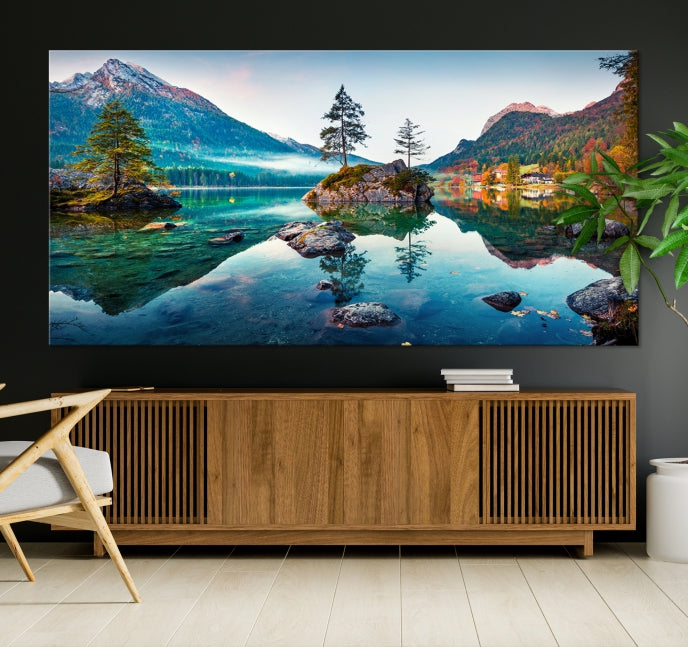 Relaxing Wall Art Lake and Mountain Wall Art Canvas Print