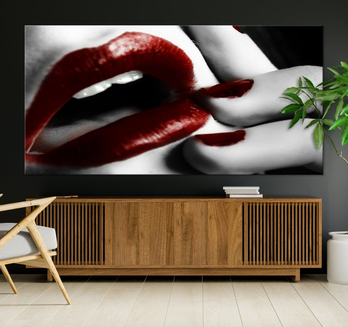 Red Lips and Women Canvas Print