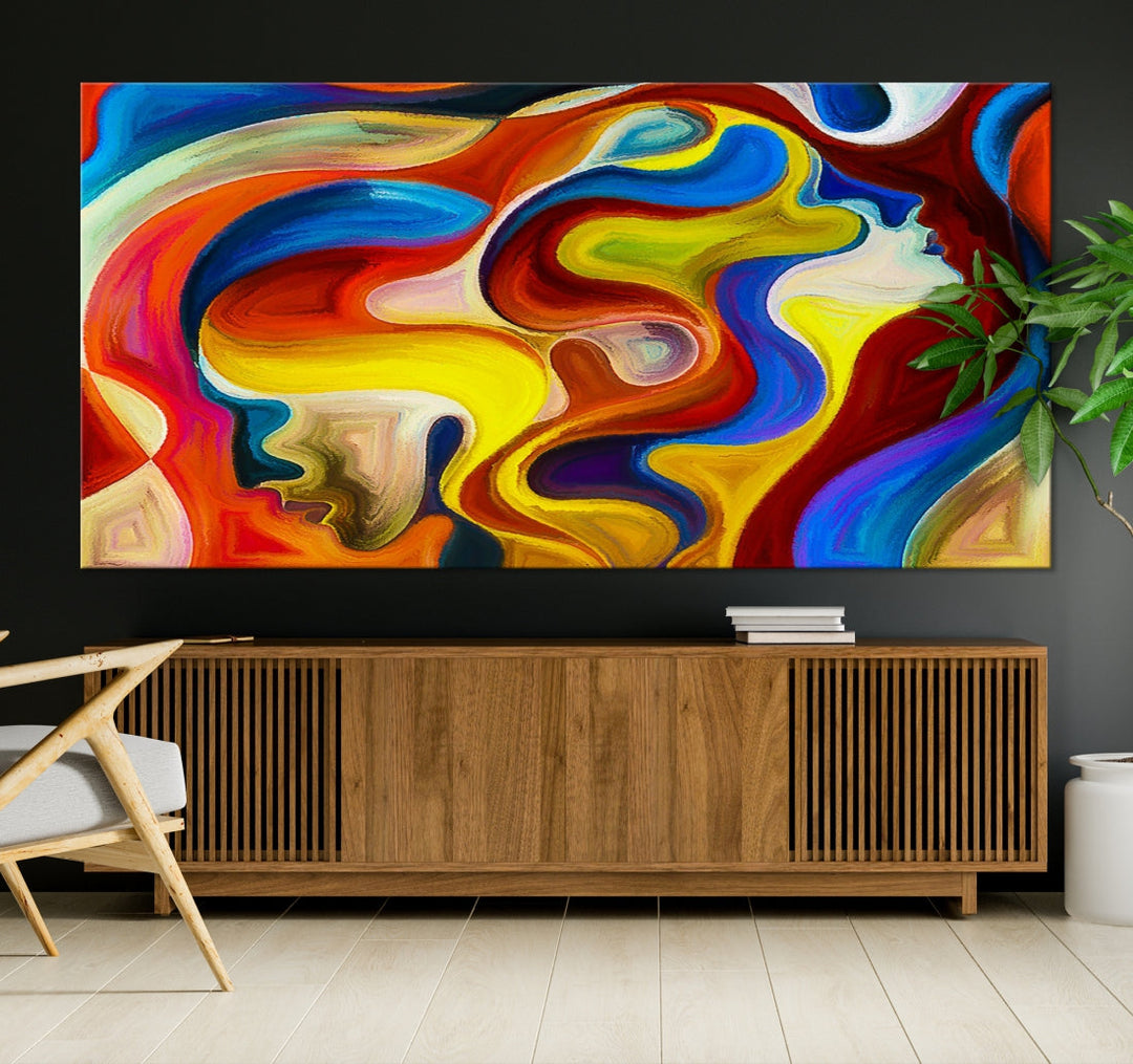 Colorful Abstract Human Figure Wall Art Canvas Print