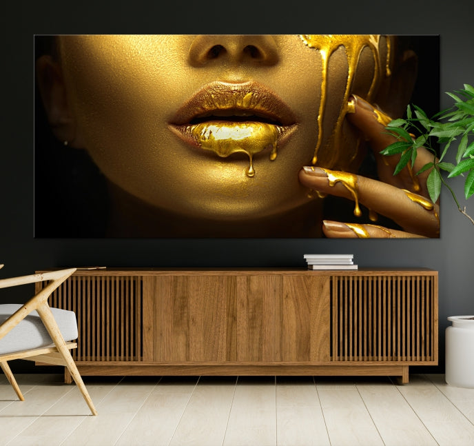 Gold and Women Wall Art Canvas Print- for Living Room, Office and Farmhouse Wall Decor