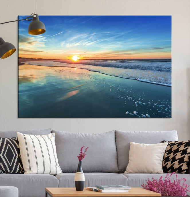 Blue Sky and Beach Wall Art Canvas Print