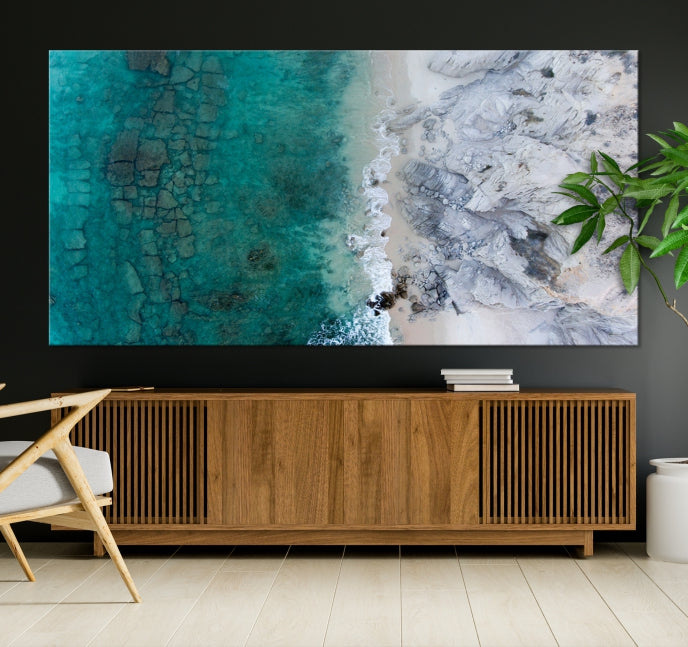 Green Aerial Ocean Wall Art Canvas Print