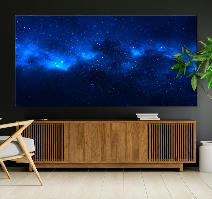 Nebulosa azul Nubes Arte de pared grande Cielo nocturno Estrellas Lienzo