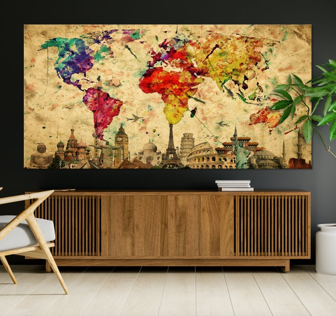 Art mural Carte du monde Impression sur toile Carte du monde Art mural Impression sur toile Carte du monde Impression d’affiche d’art mural