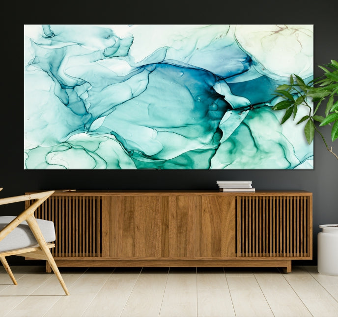 Turquoise Marble Fluid Effect Wall Art Abstract Canvas Wall Art Print