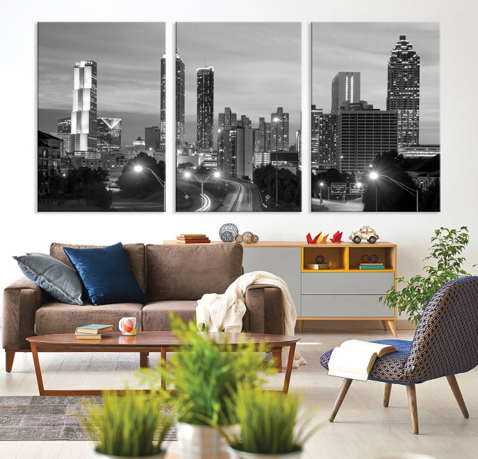 Atlanta City Black and White Wall Art