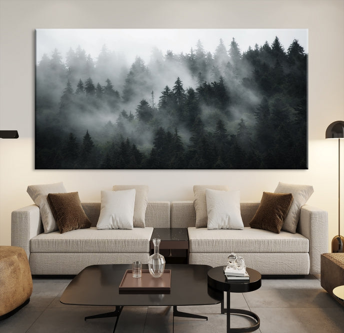 Arte de pared de bosque oscuro y niebla Lienzo