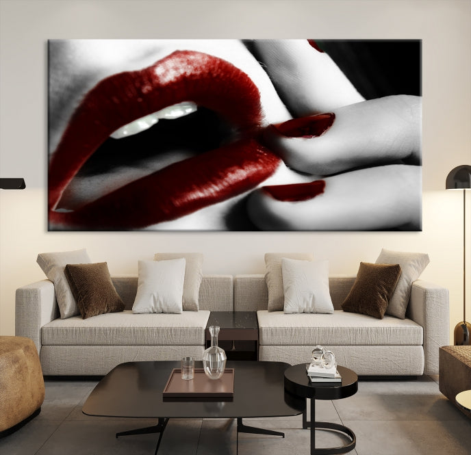 Red Lips and Women Canvas Print