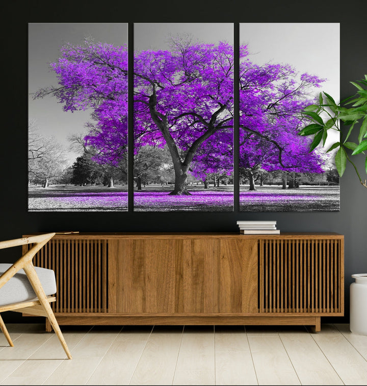 Art mural grand arbre violet Impression sur toile