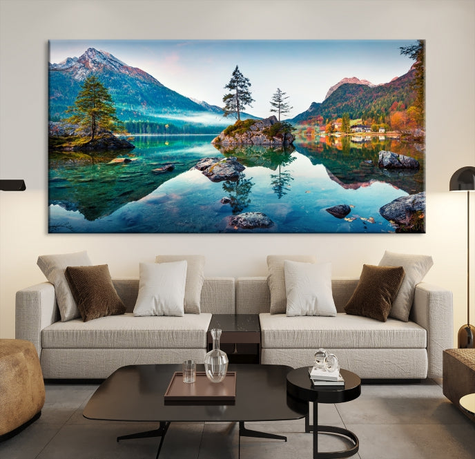 Arte de pared relajante Lago y montaña Arte de pared grande Impresión en lienzo