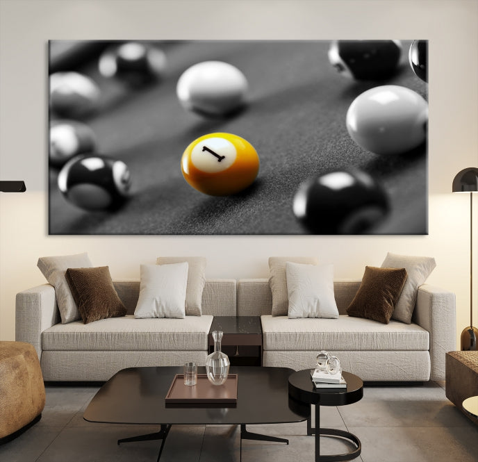 Wall Art Pool Table and Balls Canvas Print