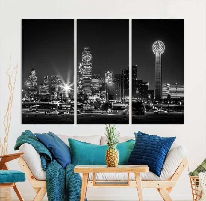 Impresión de lienzo de la ciudad de Dallas, Skyline de Dallas, Arte de la pared de Dallas, Dallas Texas, Impresión de lienzo, Lienzo de Dallas, Arte de Dallas, Impresión de lienzo de Dallas,