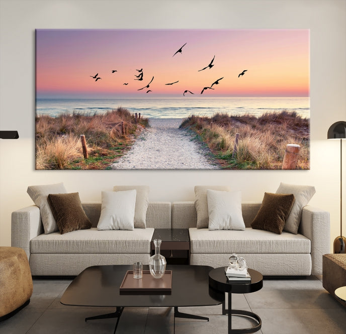 Sunset and Ocean Wall Art Canvas Print