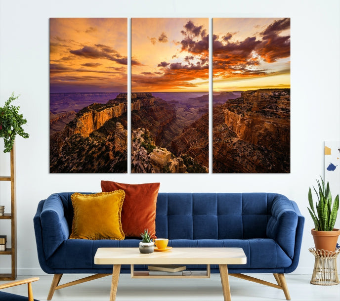 Coucher de soleil fascinant depuis le Grand Canyon Nal Park Wall Art Impression sur toile