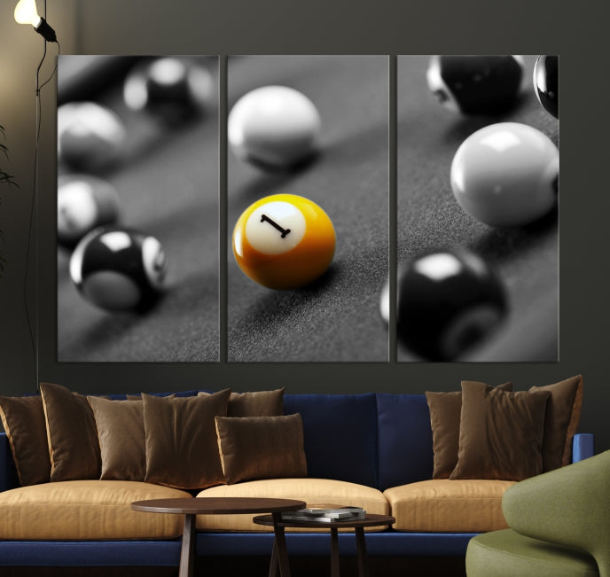 Wall Art Pool Table and Balls Canvas Print