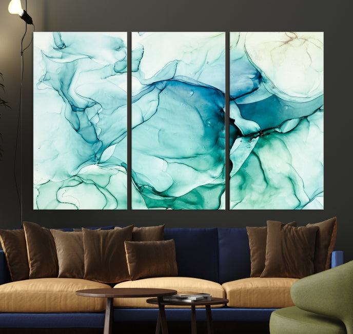 Turquoise Marble Fluid Effect Wall Art Abstract Canvas Wall Art Print