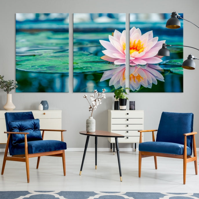 Lotus Flower Wall Art Canvas Print, Canvas Lily Flower Wall Art,