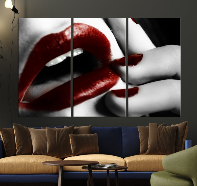 Red Lips and Women Canvas Print