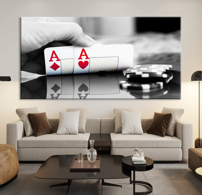 Aces Poker Art Arte de pared de juego de póquer grande Impresión en lienzo