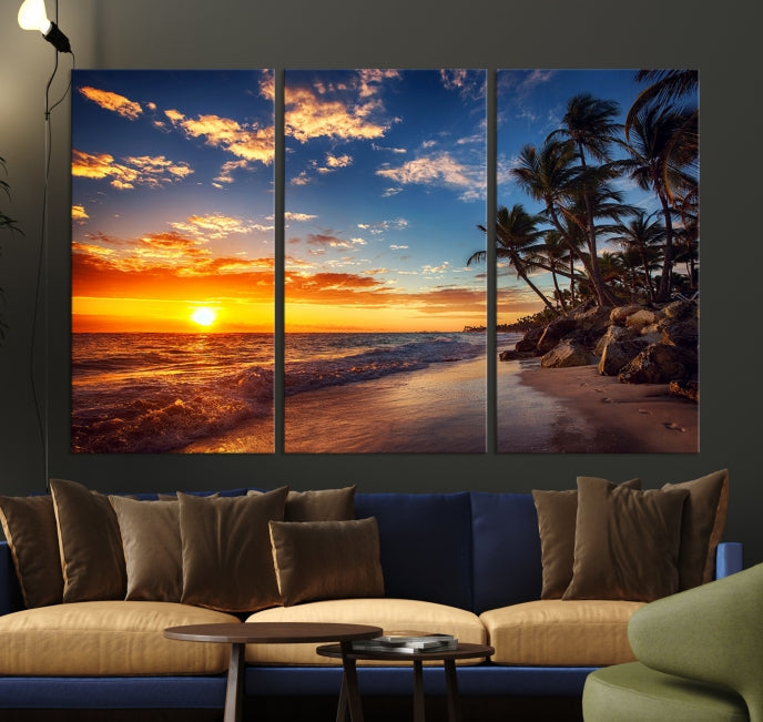 Tropical Island Wall Art Canvas Print Sunset Artwork Print