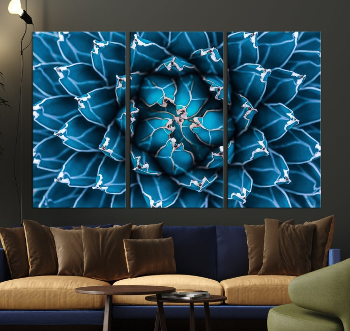 Impresión en lienzo de arte de pared grande con flor de agave azul Éxito